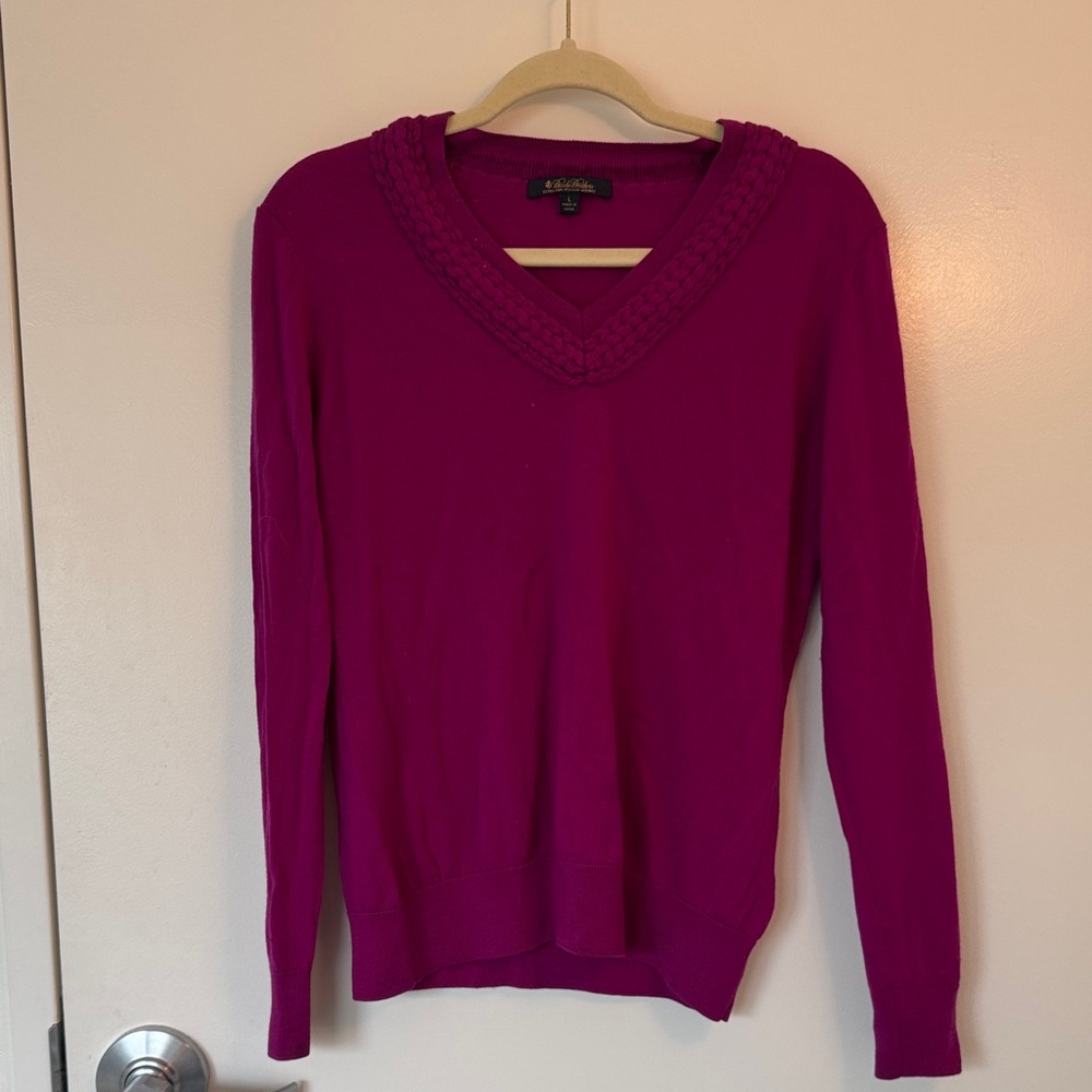 Brooks Brothers Magenta V-Neck Sweater